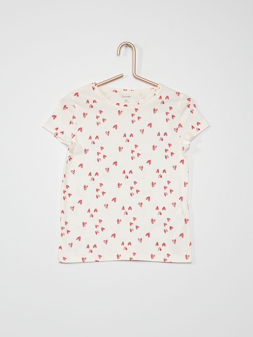 T-shirt imprimé 'cœurs' blanc 'cœurs' - Kiabi