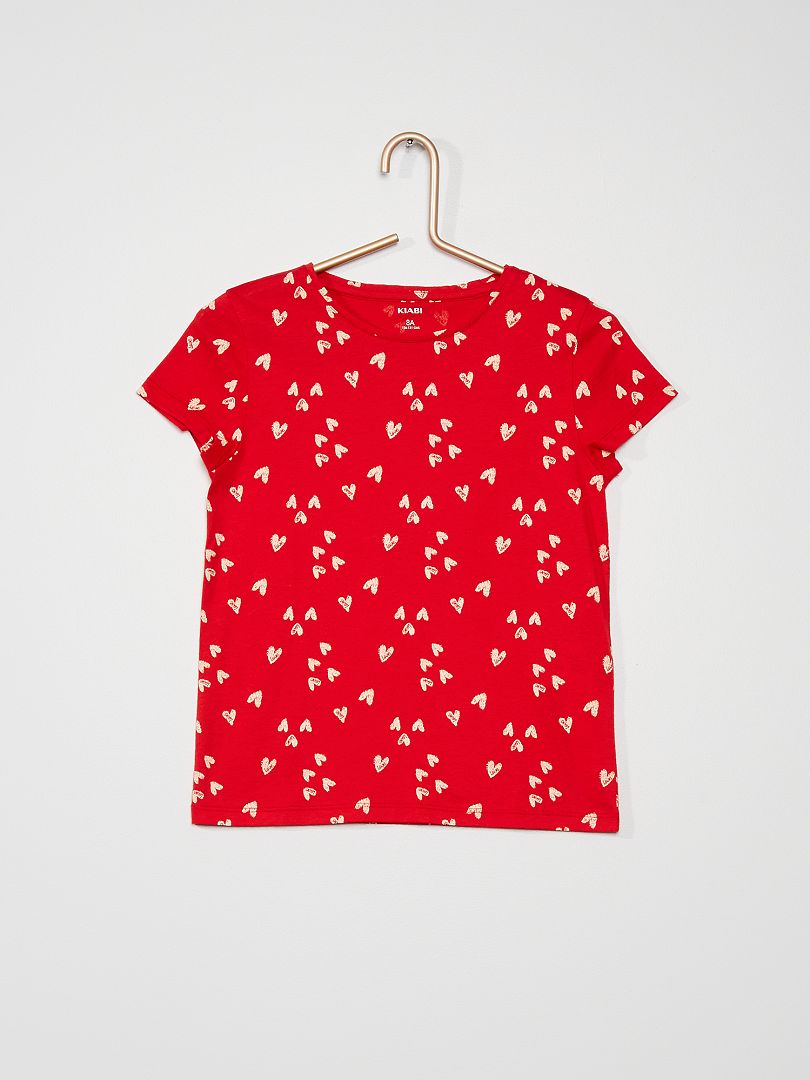T-shirt imprimé 'cœurs' rouge 'cœurs' - Kiabi