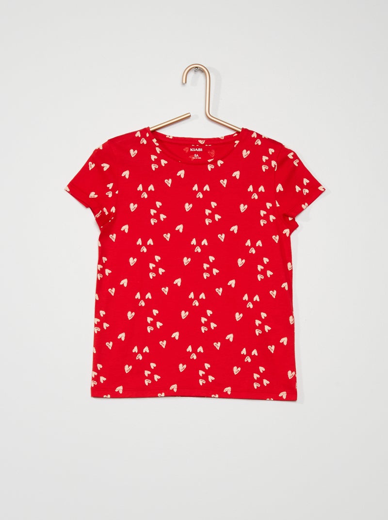 T-shirt imprimé 'cœurs' rouge 'cœurs' - Kiabi