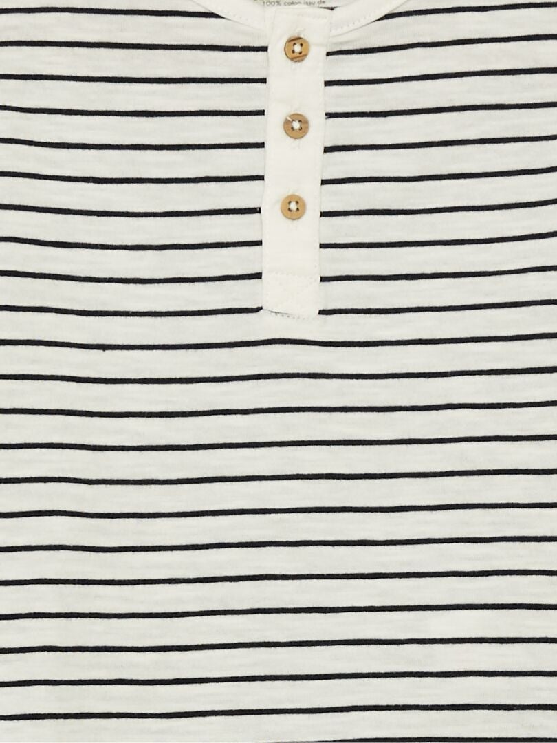 T-shirt imprimé col tunisien Blanc - Kiabi