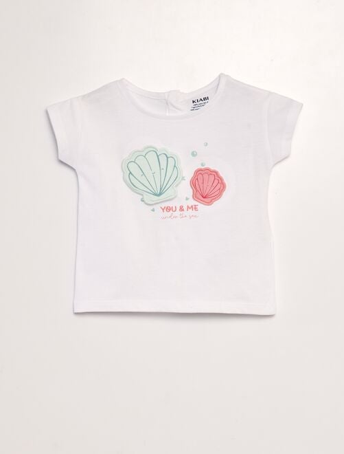 T-shirt imprimé 'Coquillage' + animation en relief - Kiabi