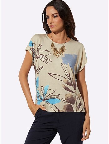 T-shirt Imprimé Coupe Décontractée Aux épaules - Taille Standard - Helline