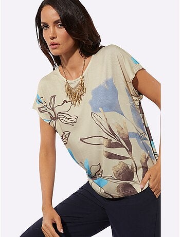 T-shirt Imprimé Coupe Décontractée Aux épaules - Taille Standard - Helline
