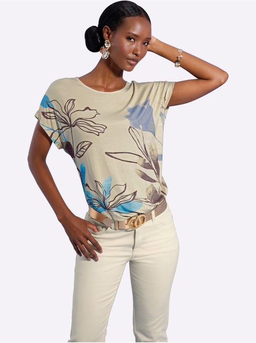 T-shirt Imprimé Coupe Décontractée Aux épaules - Taille Standard - Helline - Kiabi