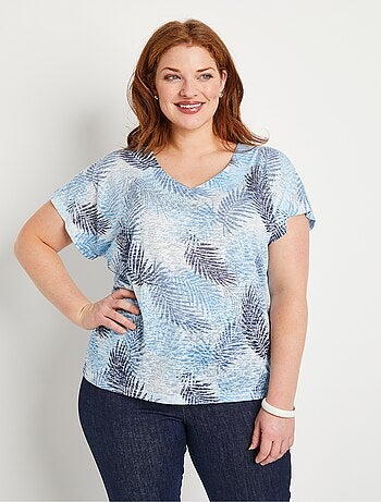 T-shirt imprimé court maille dévorée