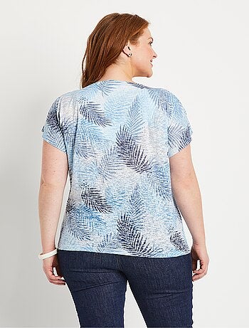 T-shirt imprimé court maille dévorée