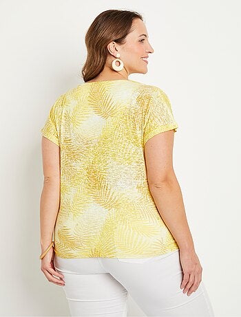 T-shirt imprimé court maille dévorée