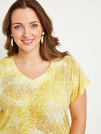 T-shirt imprimé court maille dévorée