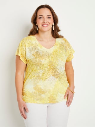 T-shirt imprimé court maille dévorée