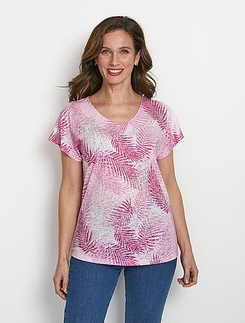 T-shirt imprimé court maille dévorée