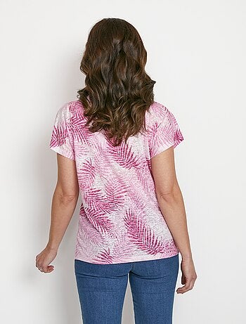 T-shirt imprimé court maille dévorée