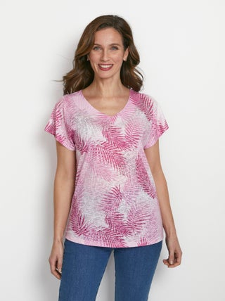 T-shirt imprimé court maille dévorée