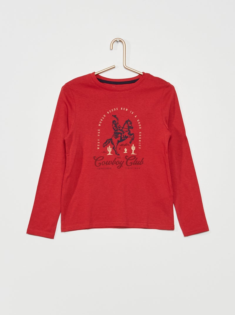 T-shirt imprimé 'Cowboy' Rouge - Kiabi