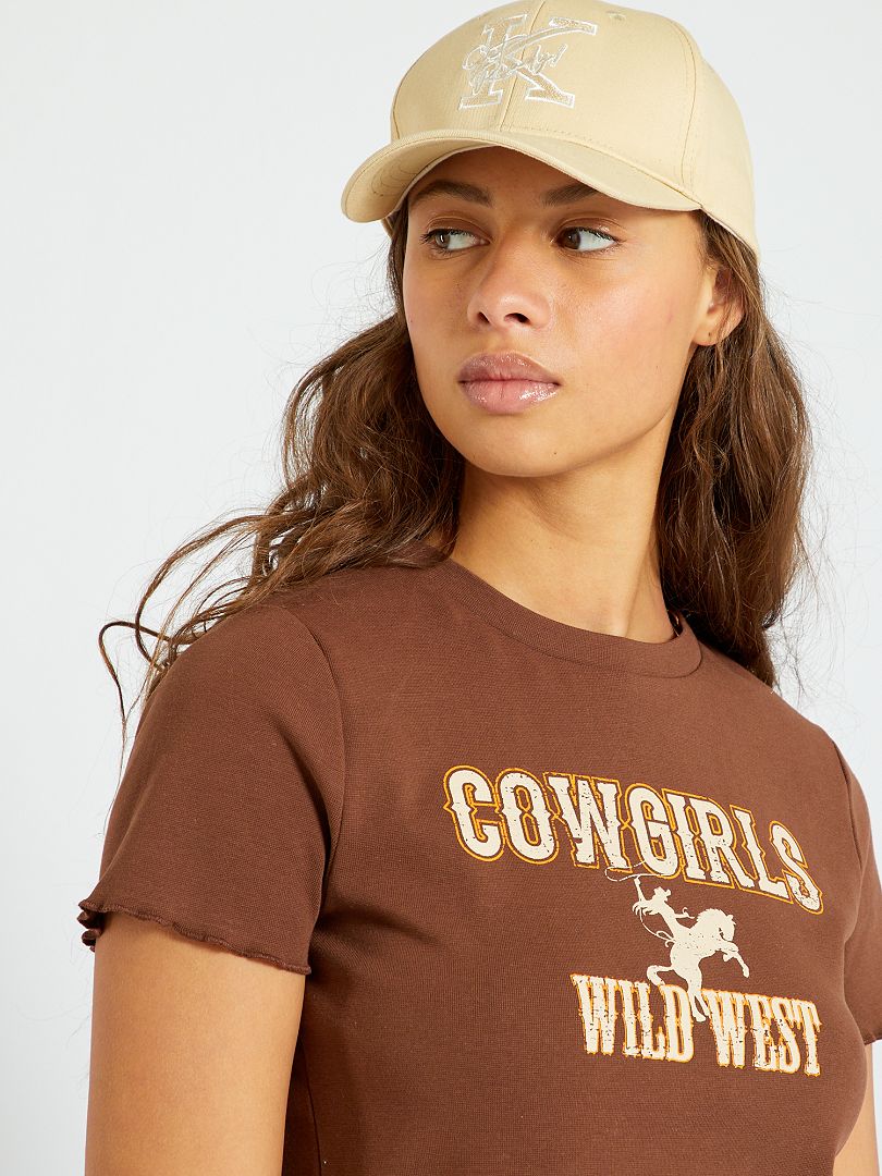 T-shirt imprimé 'Cowgirls' marron - Kiabi