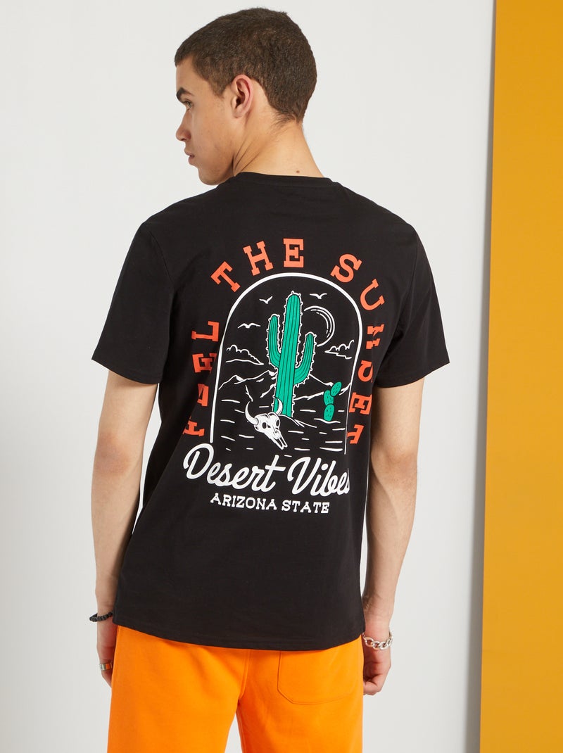 T-shirt imprimé 'désert' noir - Kiabi