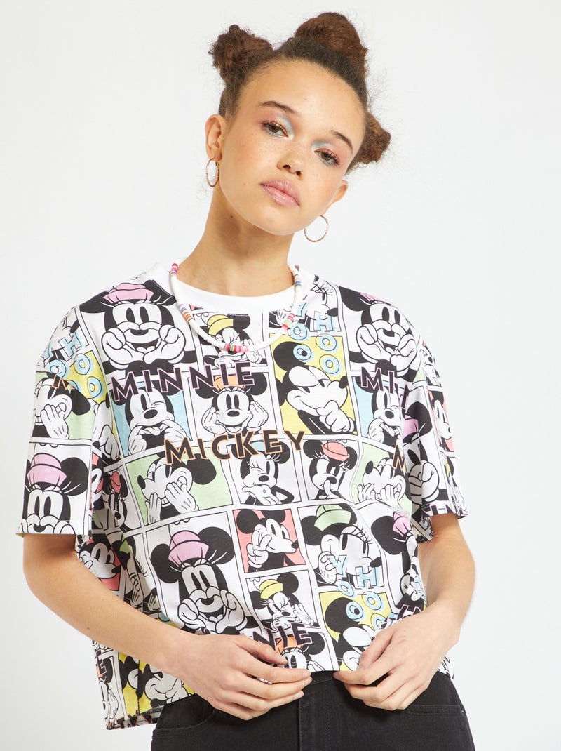 T-shirt imprimé 'Disney' blanc Mickey Minnie - Kiabi