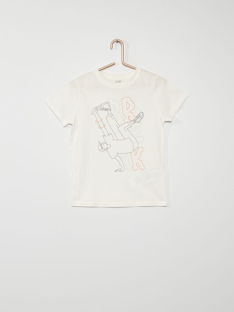 T-shirt imprimé écru breakdance - Kiabi