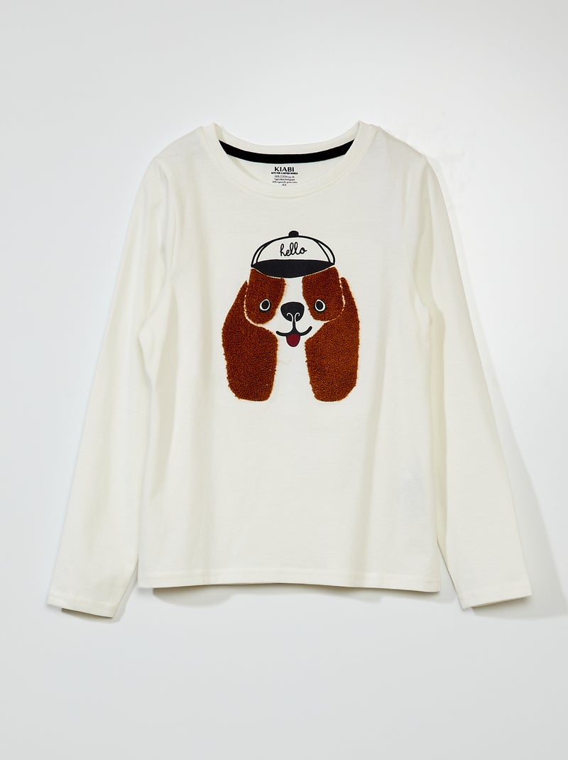T-shirt imprimé + empiècement Blanc - Kiabi
