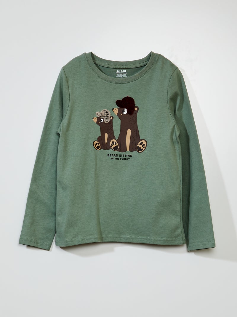 T-shirt imprimé + empiècement Bleu - Kiabi