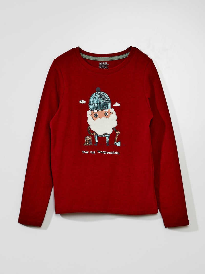 T-shirt imprimé + empiècement Rouge - Kiabi