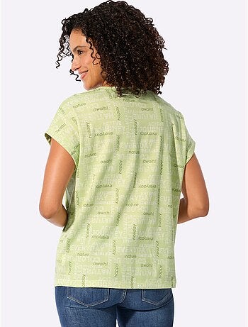 T-shirt à col rond avec mancherons et imprimé graphique - taille standard - witt