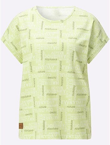 T-shirt à col rond avec mancherons et imprimé graphique - taille standard - witt
