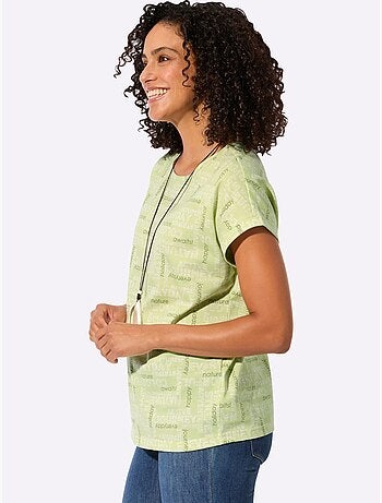 T-shirt à col rond avec mancherons et imprimé graphique - taille standard - witt