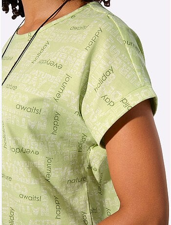 T-shirt à col rond avec mancherons et imprimé graphique - taille standard - witt