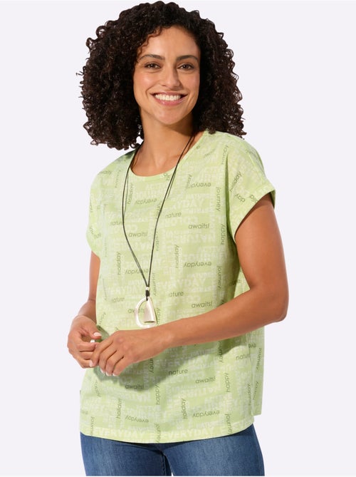 T-shirt imprimé en coton avec encolure ronde et mancherons décontractés - Taille standard - Witt - Kiabi T-shirt imprimé en coton avec encolure ronde et mancherons décontractés - Taille standard - Witt - Kiabi