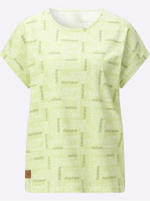 T-shirt imprimé en coton avec encolure ronde et mancherons décontractés - Taille standard - Witt - Kiabi T-shirt imprimé en coton avec encolure ronde et mancherons décontractés - Taille standard - Witt - Kiabi