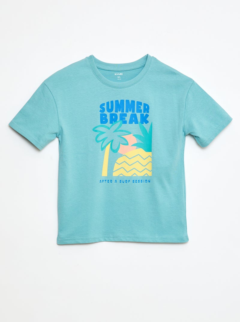 T-shirt imprimé en coton Bleu - Kiabi