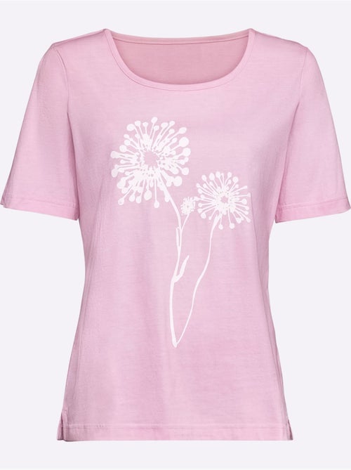 T shirt imprimé en coton col rond et manches courtes pissenlits - Taille standard - Witt - Kiabi