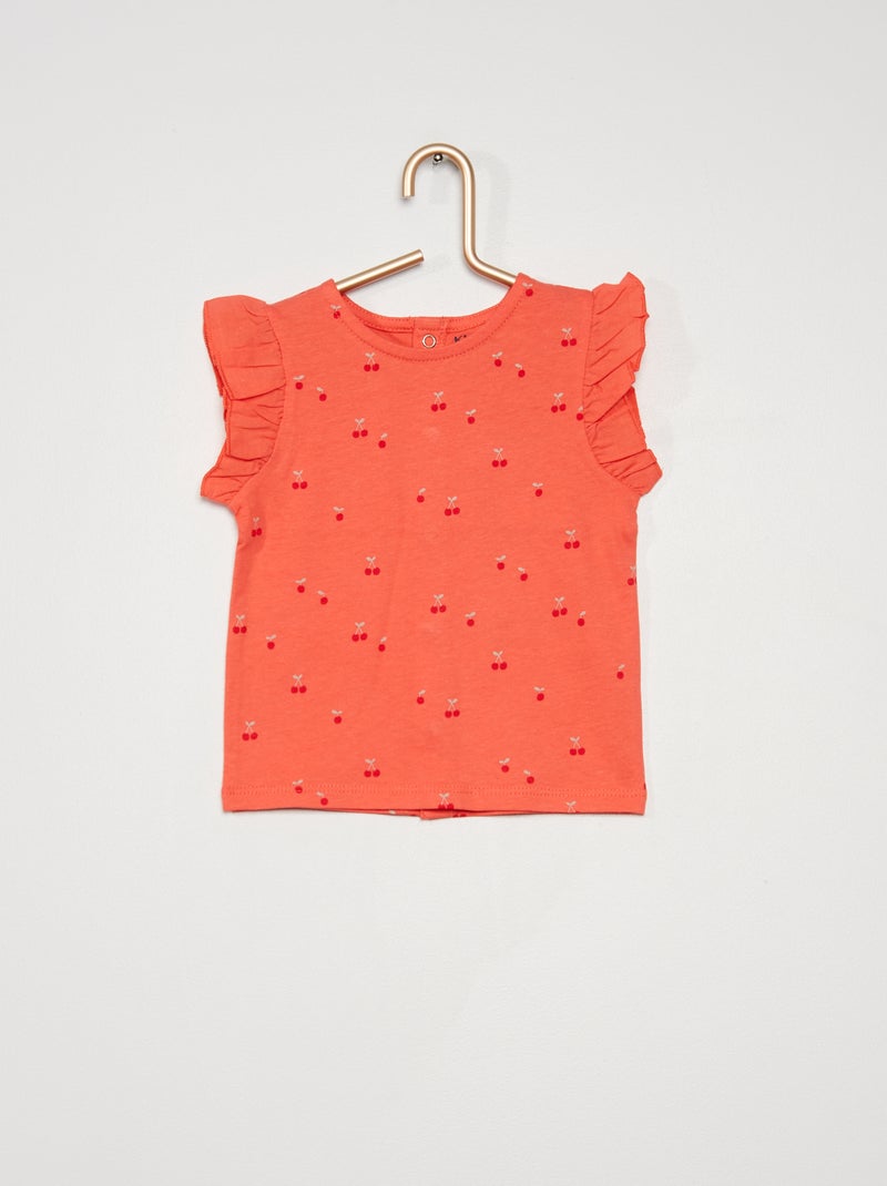 T-shirt imprimé en coton rose cerise - Kiabi