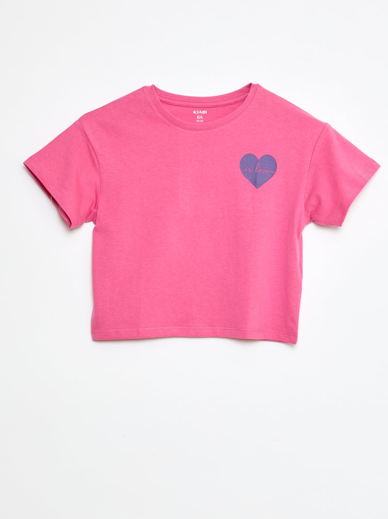 T-shirt imprimé en coton Rose - Kiabi