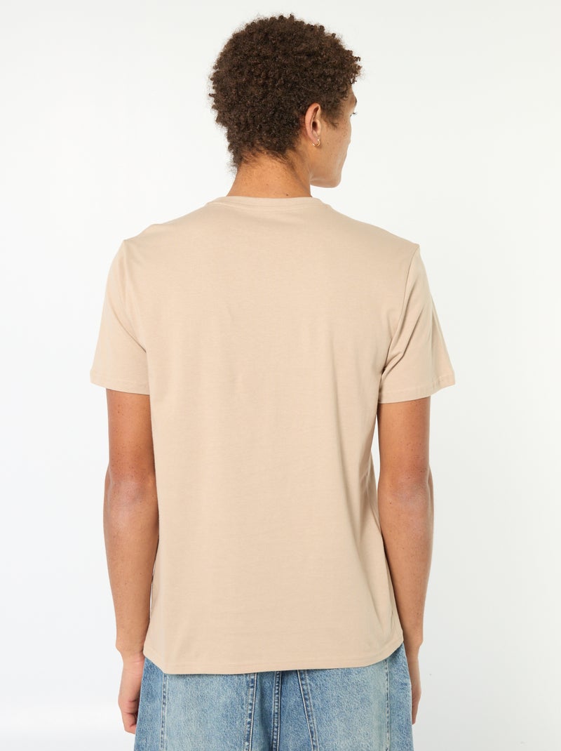 T-shirt imprimé en coton uni Beige - Kiabi
