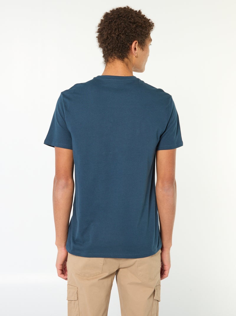 T-shirt imprimé en coton uni Bleu - Kiabi