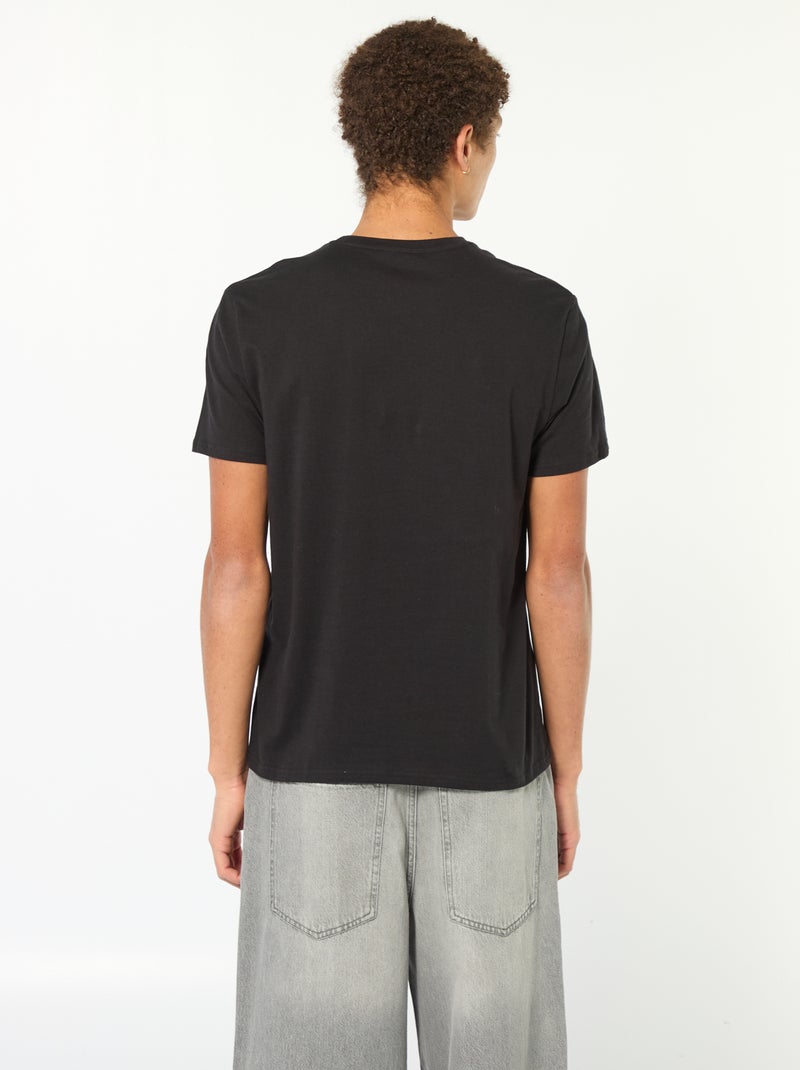 T-shirt imprimé en coton uni Noir - Kiabi