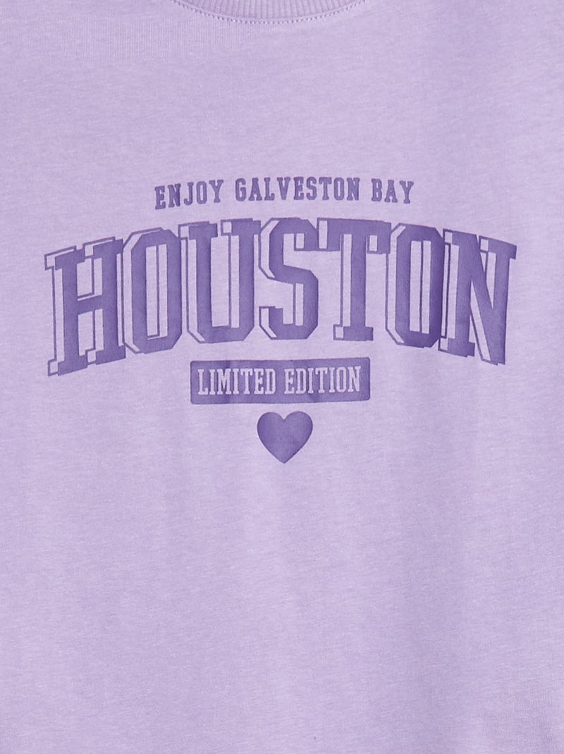 T-shirt imprimé en coton Violet - Kiabi