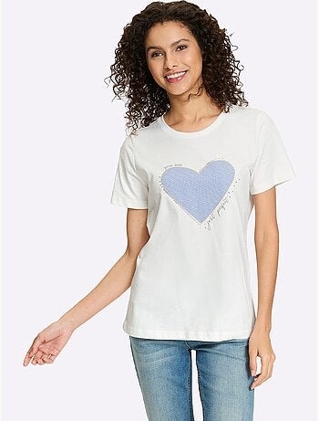 T-shirt Imprimé En Forme De Cœur - Taille Standard - Helline