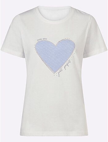 T-shirt Imprimé En Forme De Cœur - Taille Standard - Helline