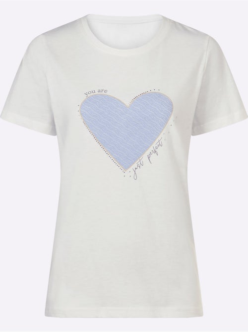 T-shirt Imprimé En Forme De Cœur - Taille Standard - Helline - Kiabi T-shirt Imprimé En Forme De Cœur - Taille Standard - Helline - Kiabi