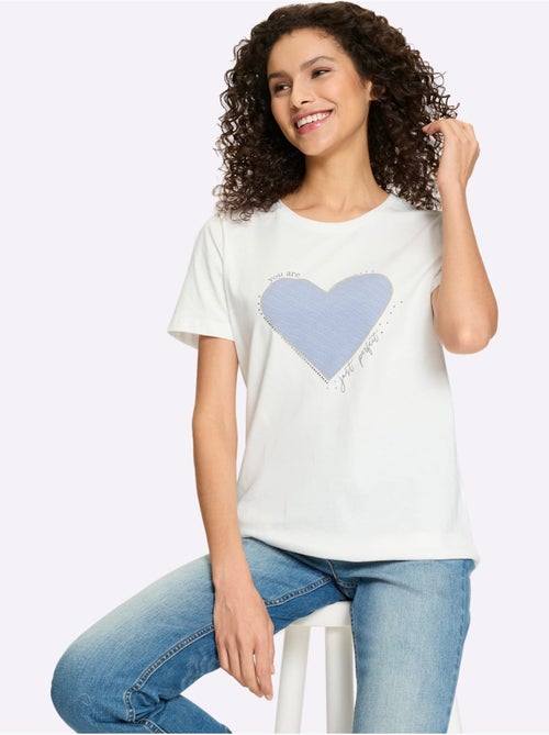 T-shirt Imprimé En Forme De Cœur - Taille Standard - Helline - Kiabi T-shirt Imprimé En Forme De Cœur - Taille Standard - Helline - Kiabi
