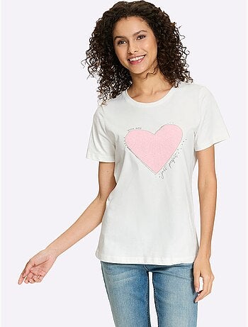T-shirt Imprimé En Forme De Cœur - Taille Standard - Helline