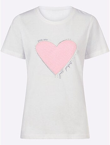 T-shirt Imprimé En Forme De Cœur - Taille Standard - Helline