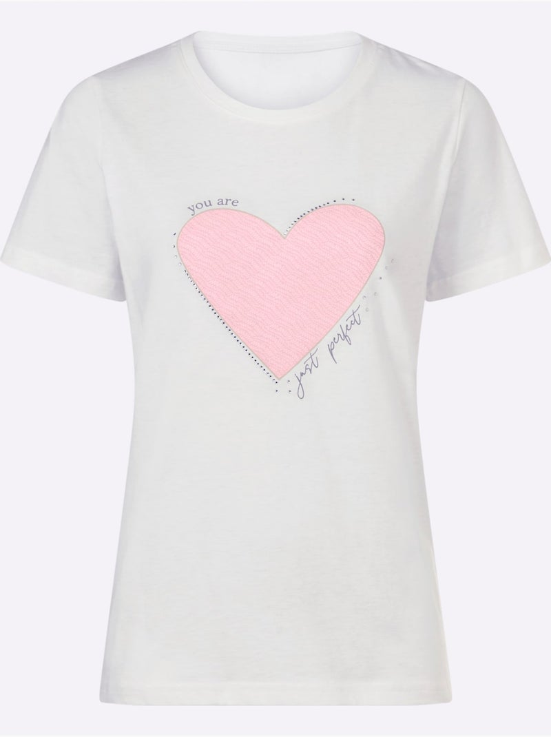 T-shirt Imprimé En Forme De Cœur - Taille Standard - Helline Rose clair - Kiabi