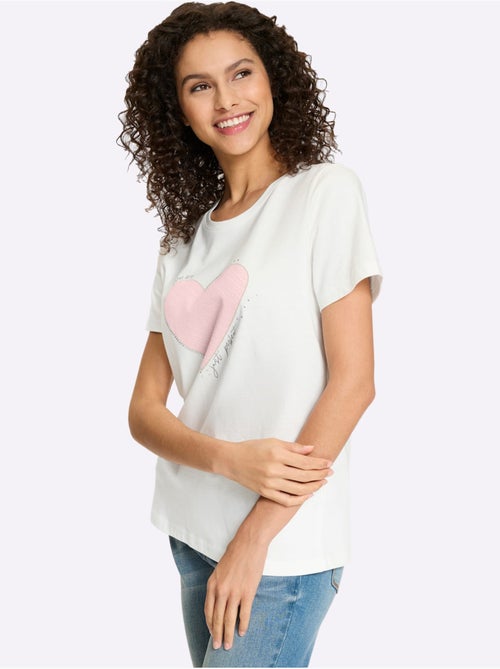 T-shirt Imprimé En Forme De Cœur - Taille Standard - helline - Kiabi