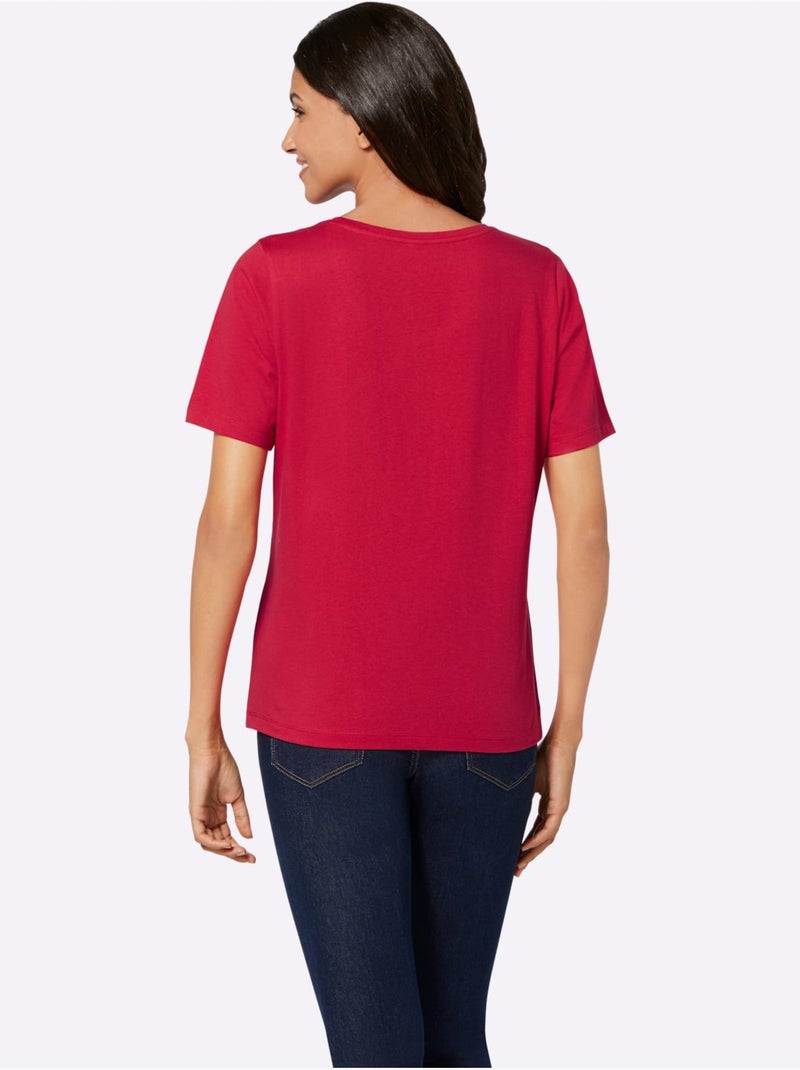 T-shirt Imprimé En Forme De Cœur - Taille Standard - Moda Vilona Rouge - Kiabi
