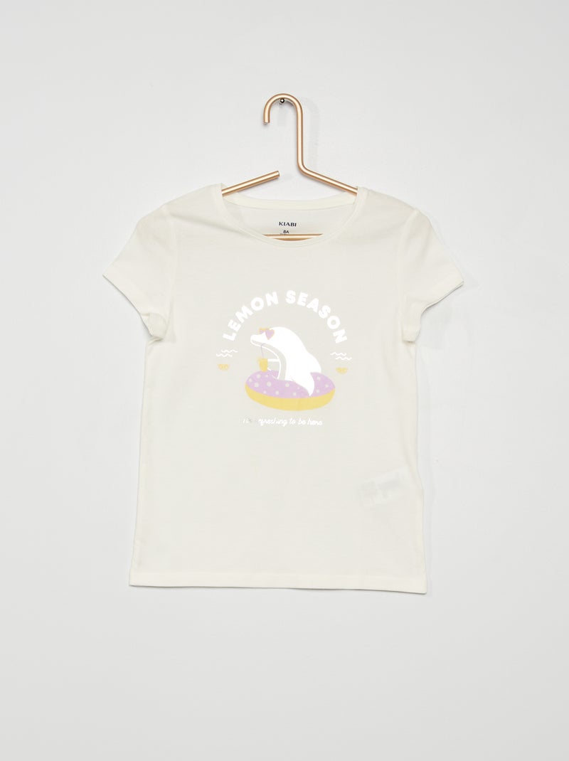 T-shirt imprimé en jersey Blanc 'dauphin' - Kiabi