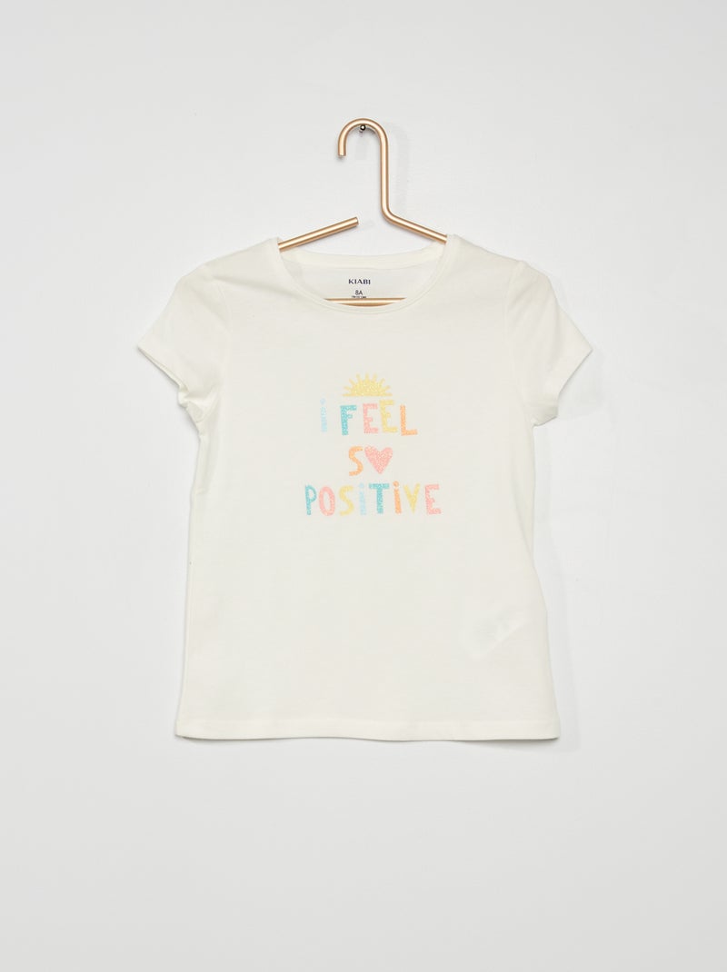 T-shirt imprimé en jersey Blanc typo - Kiabi