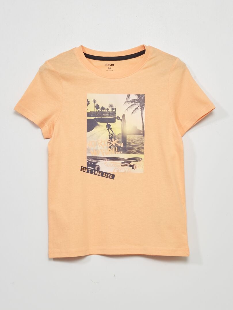 T-shirt imprimé en jersey Orange - Kiabi